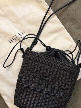 Hereu Trena Woven Bucket Bag in Black